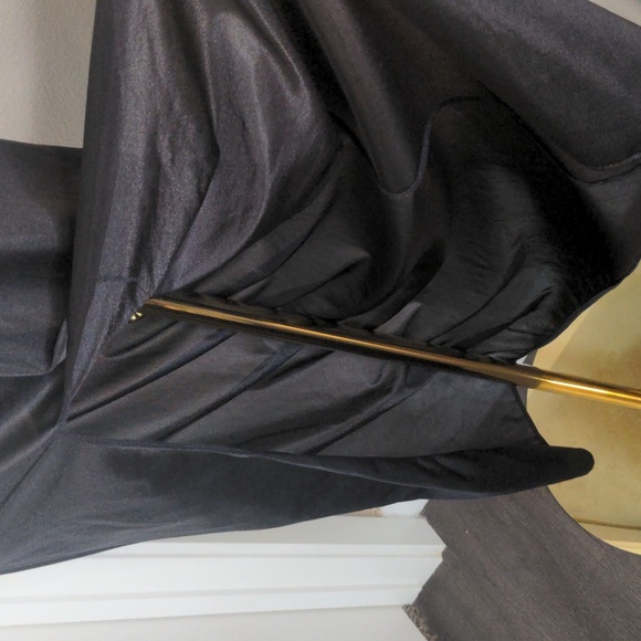 Vintage 80s Black Negligee Long Sheer Floral Art Deco Maxi Peignoir SZ M - Picture 5 of 8